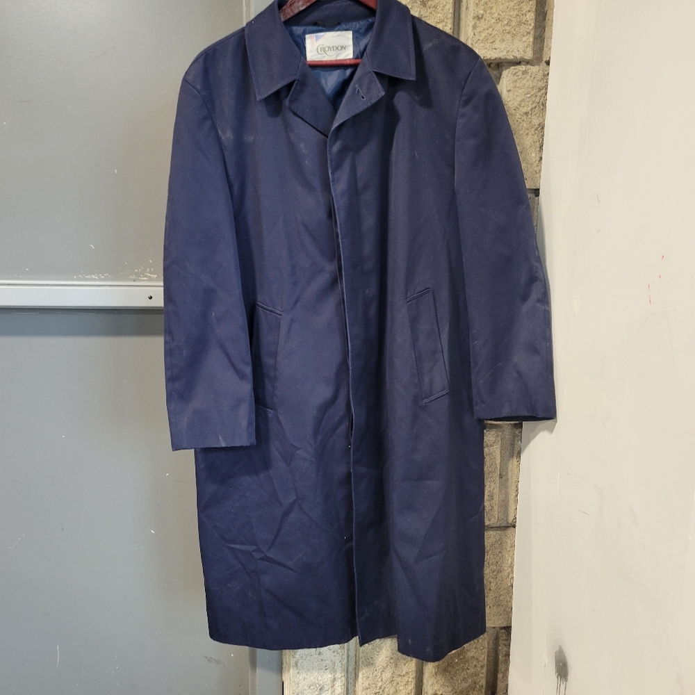 Vintage Croydon Overcoat mens jacket medium 42 navy blue